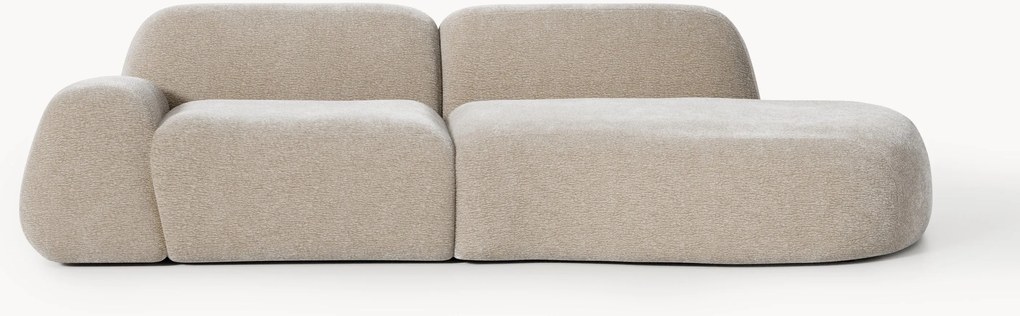 Módulo com chaise longue em teddy Wolke (3 lugares)