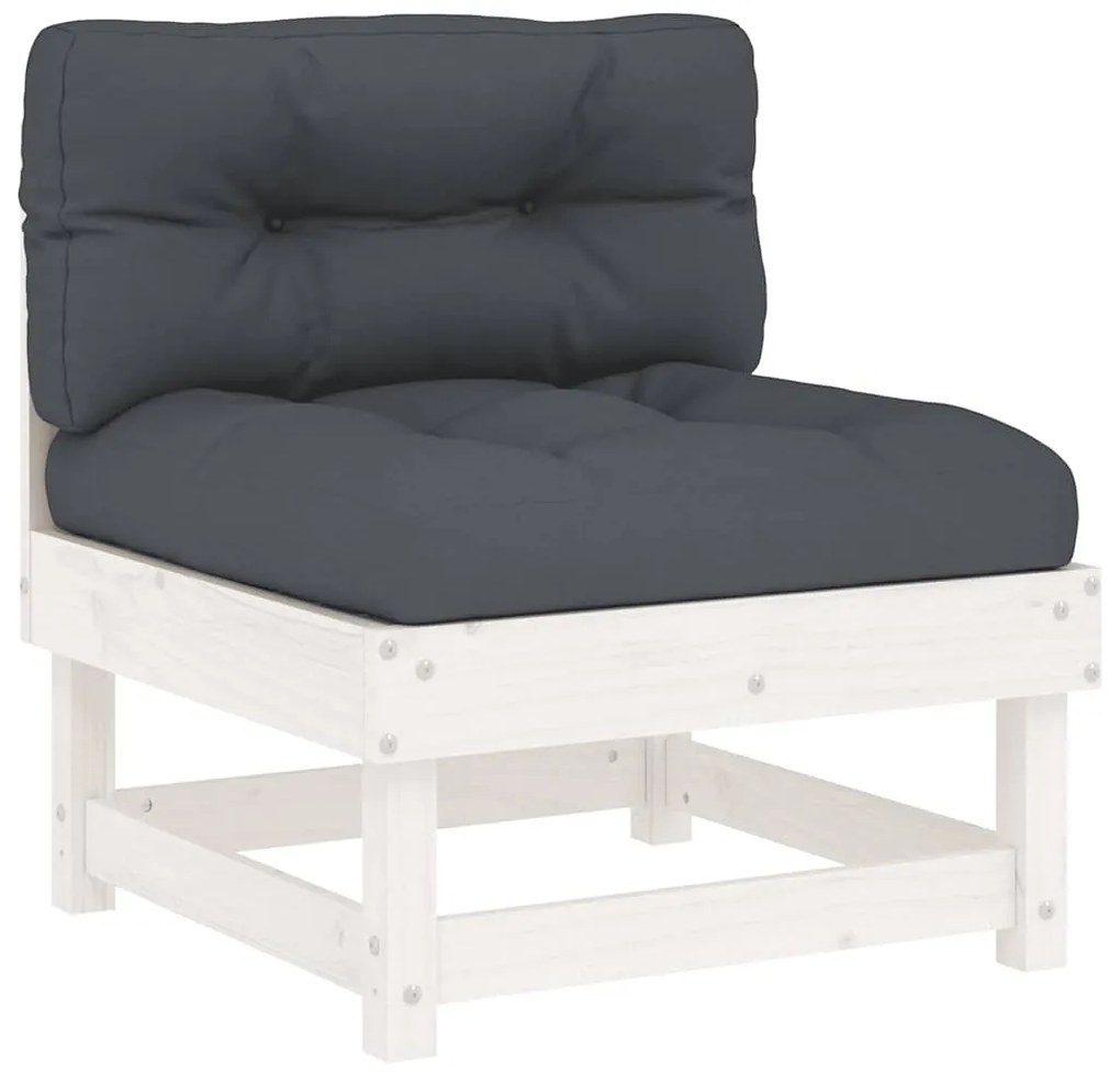 Sofás de centro com almofadões 2 pcs pinho maciço branco