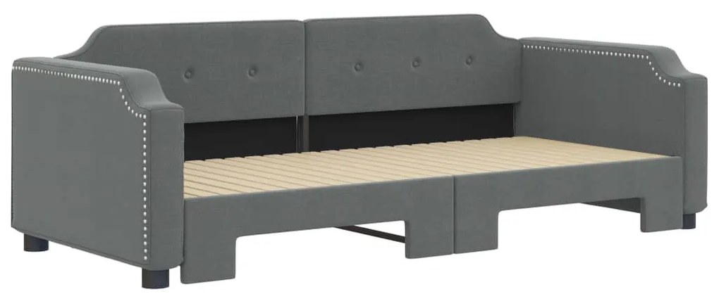 Sofá-cama com gavetão 90x200 cm tecido cinzento-escuro