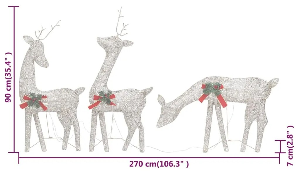 Renas de Natal 6 pcs malha dourado/branco quente
