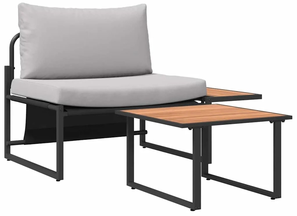 Conjunto de Sofá de Jardim de 2 Peças com Almofadas Cinzas Claras