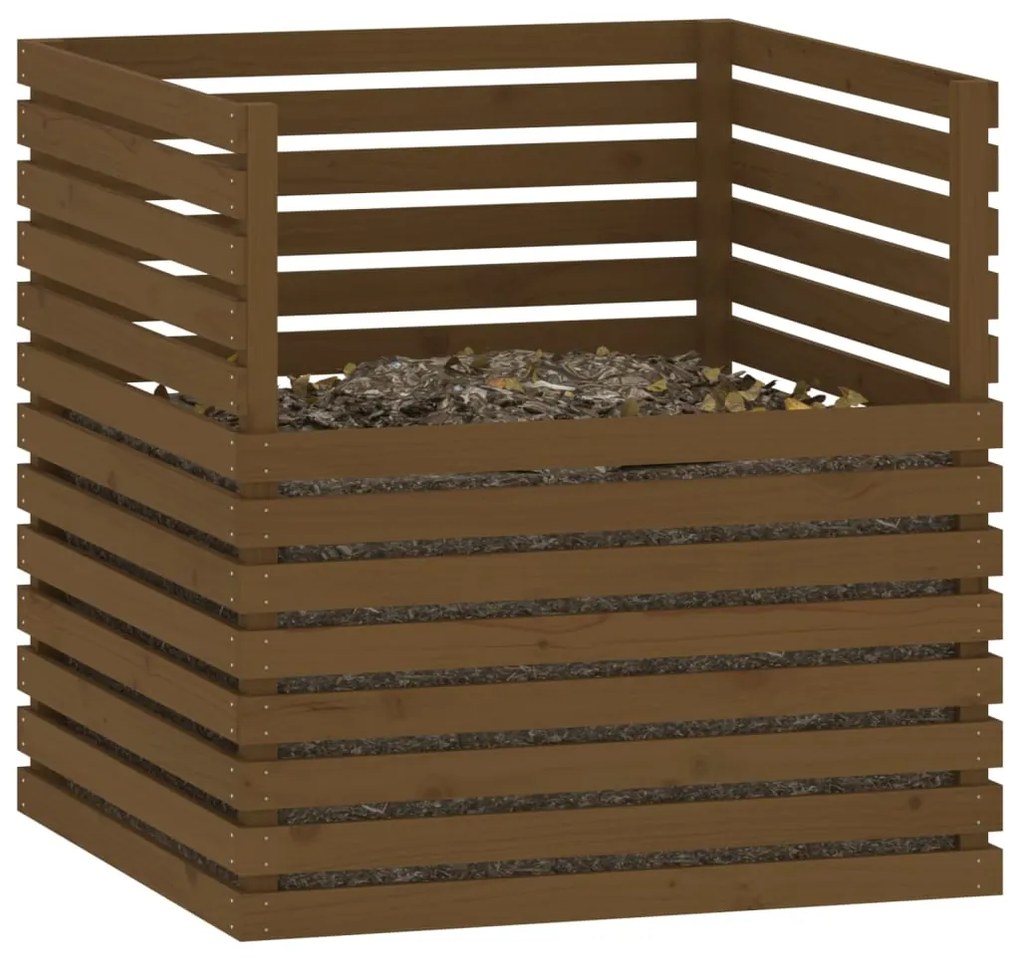 Caixote de compostagem 100x100x102 cm pinho maciço castanho mel
