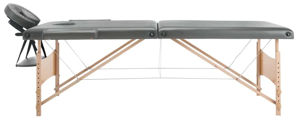 Mesa massagens c/ 2 zonas estrutura madeira 186x68 cm antracite