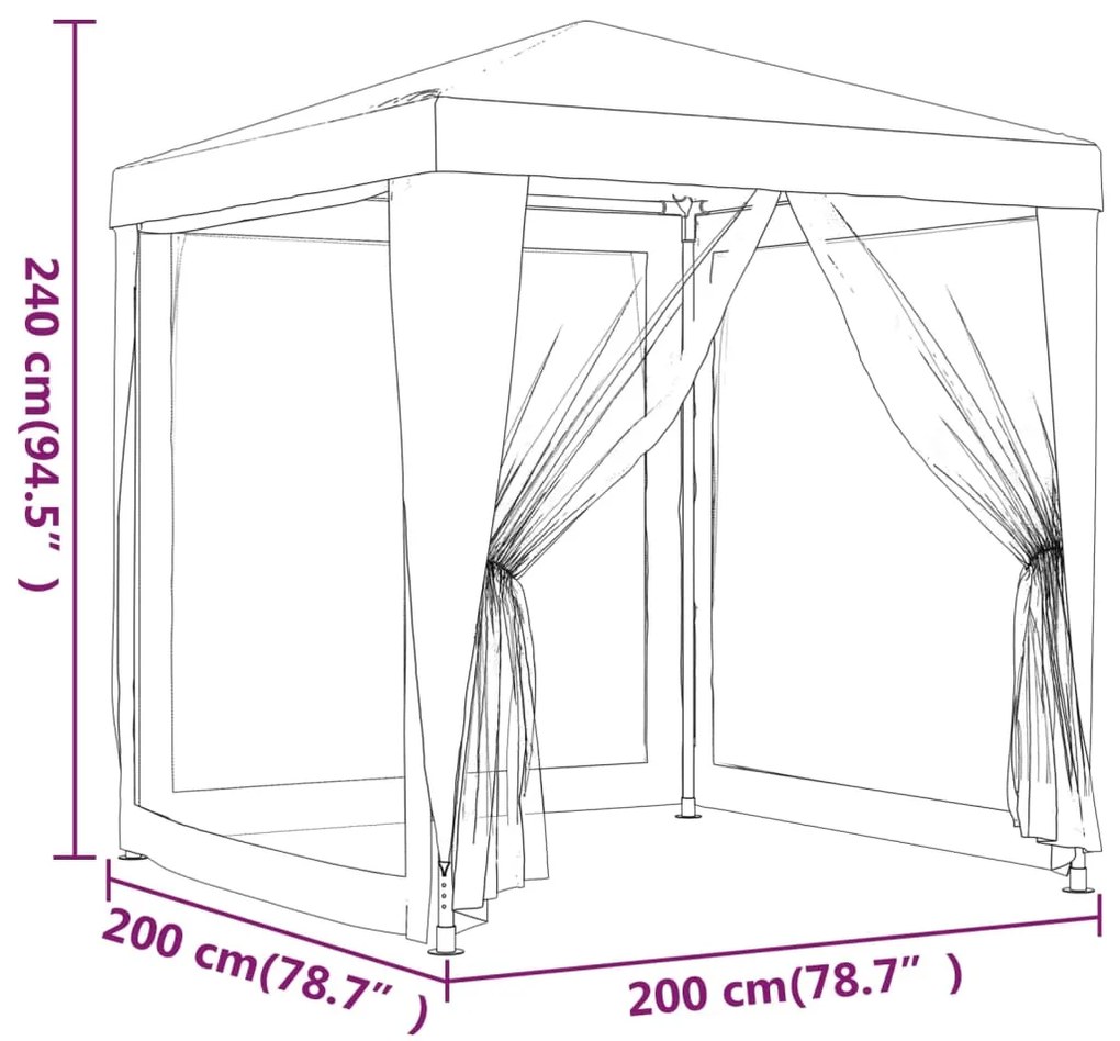 Tenda p/ festas c/ 4 paredes laterais em malha 2x2 m PEAD verde