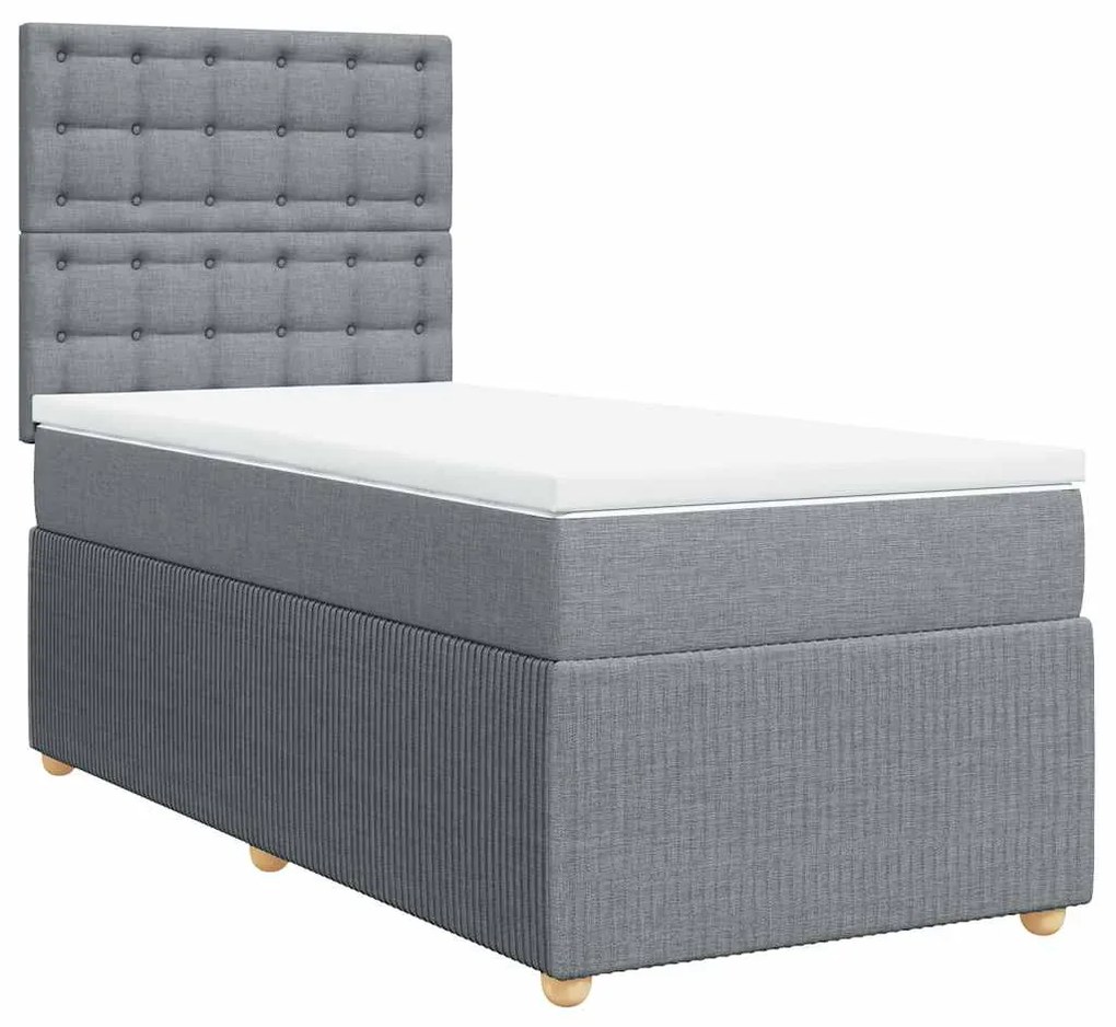 Cama com molas/colchão 90x200 cm tecido cinza-claro