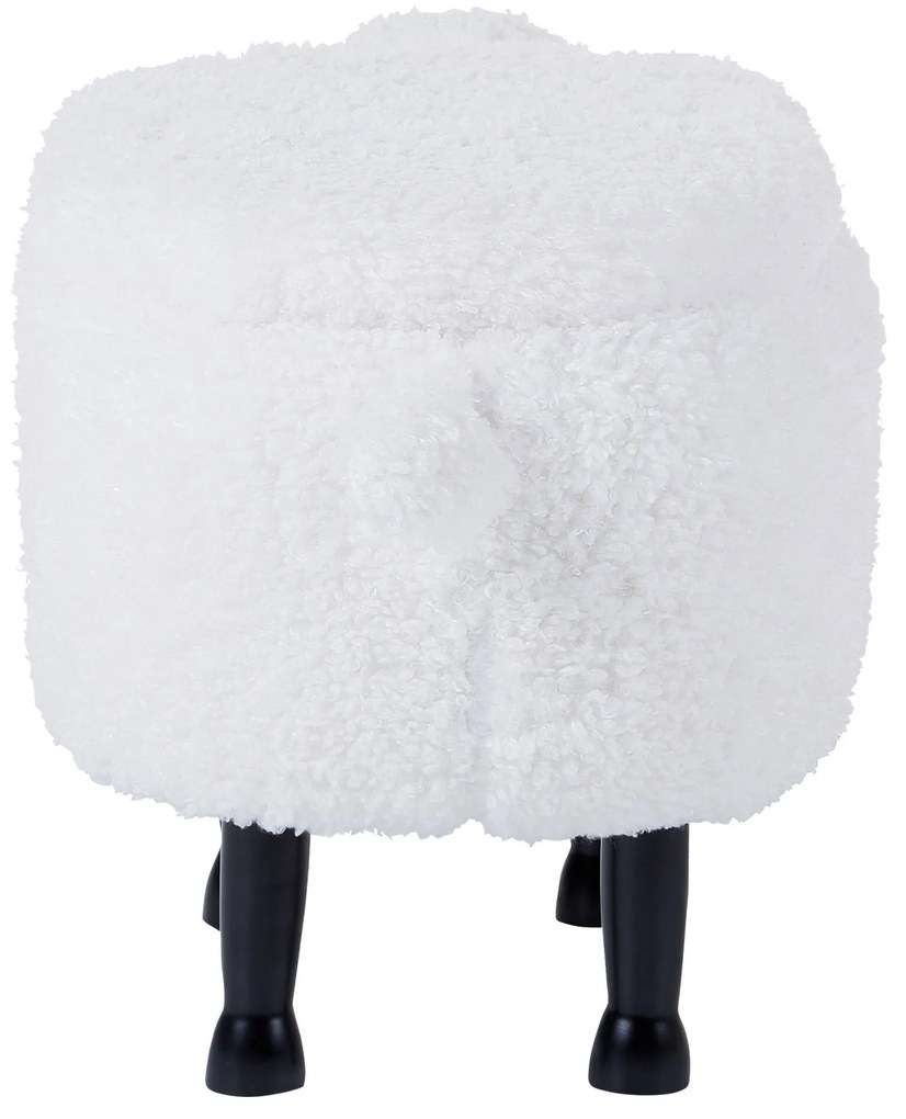 Tamborete em tecido branco com arrumação SHEEP Beliani
