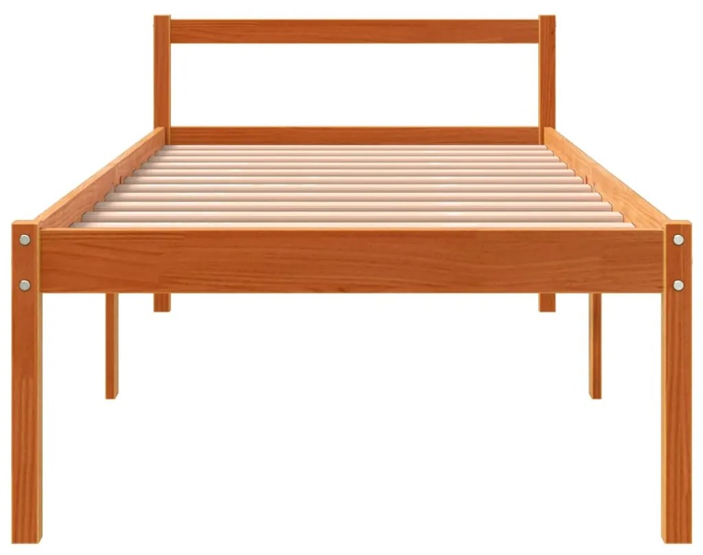 Cama para idosos 90x190 cm madeira pinho maciça castanho cera