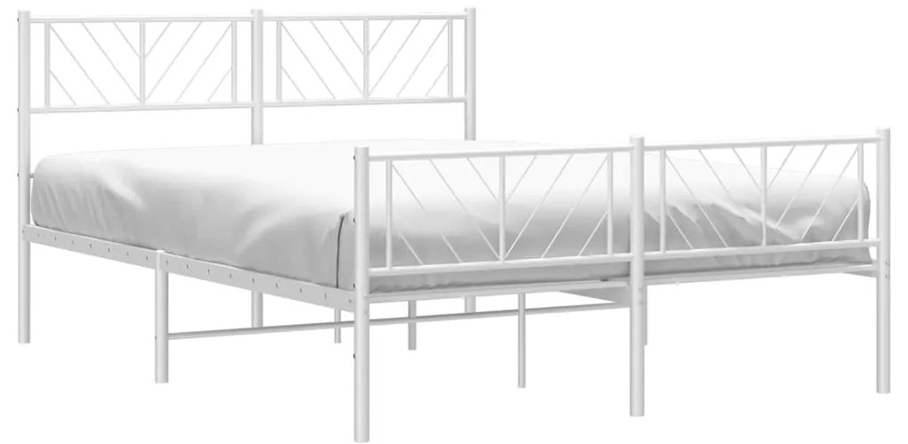 Estrutura de cama com cabeceira e pés 140x200 cm metal branco