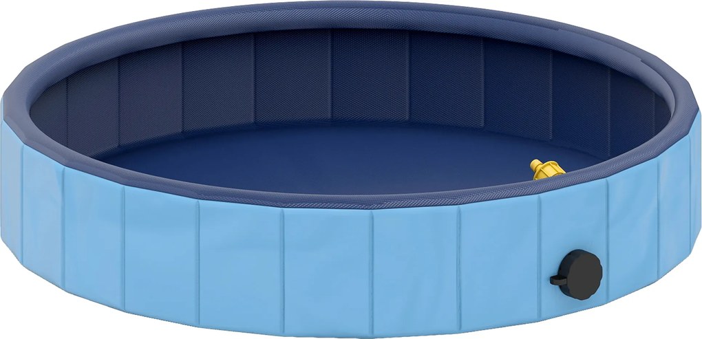 Piscina para Cães Dobrável com Aspersor Piscina Portátil em PVC Antiderrapante e Resistente ao Desgaste Ø80x20 cm Azul