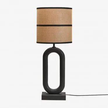 Candeeiro De Mesa Em Madeira De Manga Tiberia Preto Claro & Preto Ø30 Cm - ↑30 Cm Olinda - Sklum