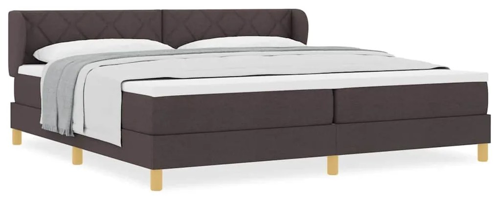 Cama Box Spring vidaXL com Colchão Castanho Escuro 200x200 cm Tecido