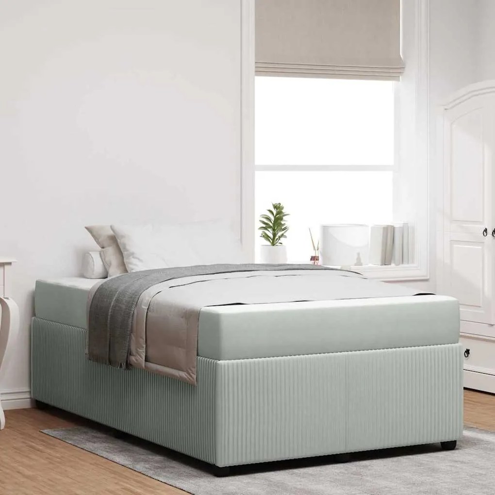 vidaXL Estrutura de cama com colchão Cinzento-claro 120 x 200 cm