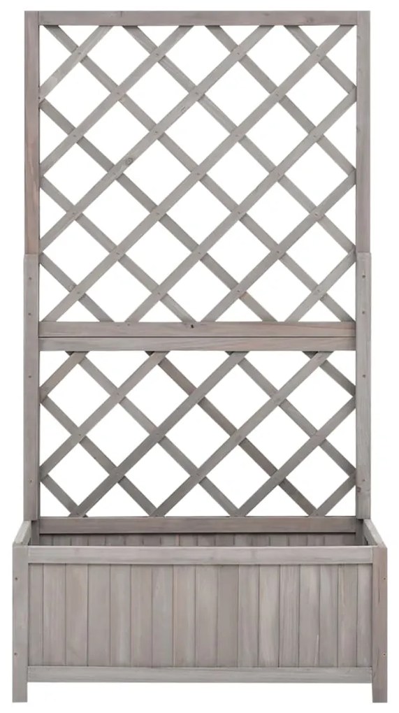 Vaso com treliça para jardim 70x30x135 cm abeto maciço cinzento