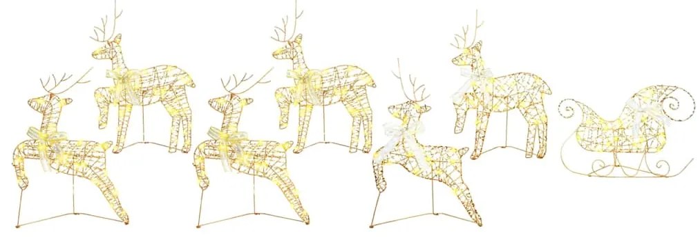 vidaXL Renas de LED com 40 LEDs 7 pcs Ouro PET