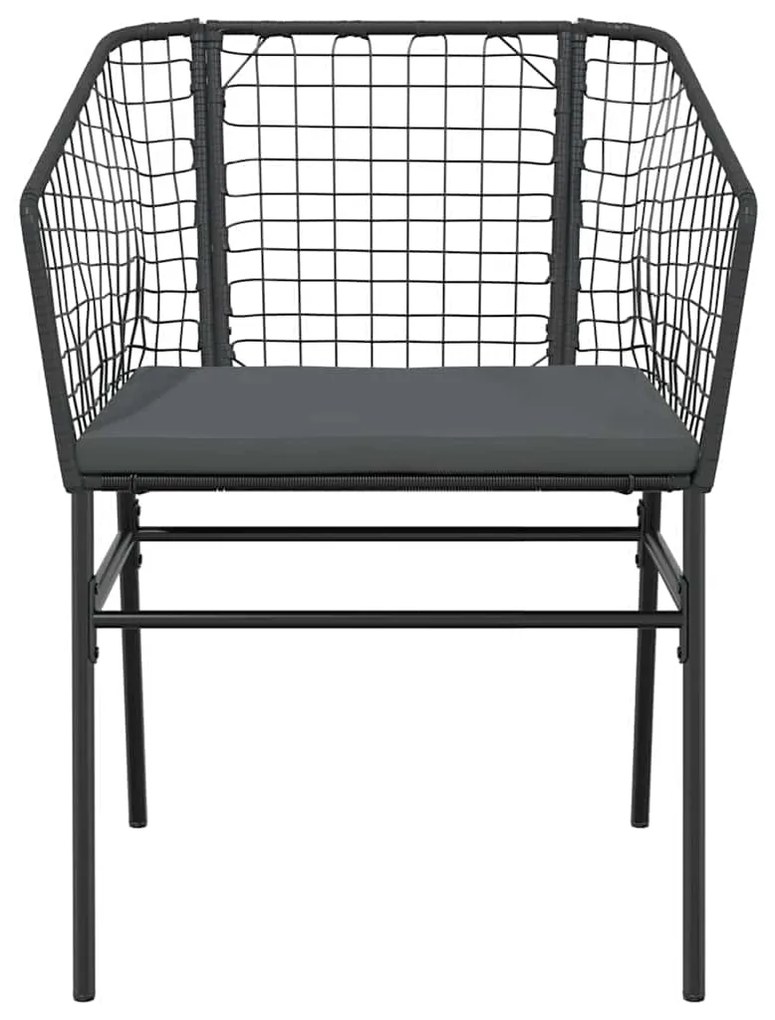 Conjunto de jantar jardim 5 peças almofadas vidro vime PE preto