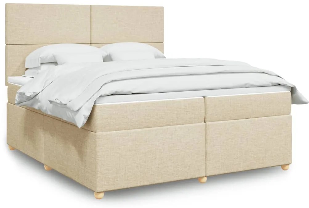 vidaXL Cama com molas/colchão 200x200 cm tecido cor creme