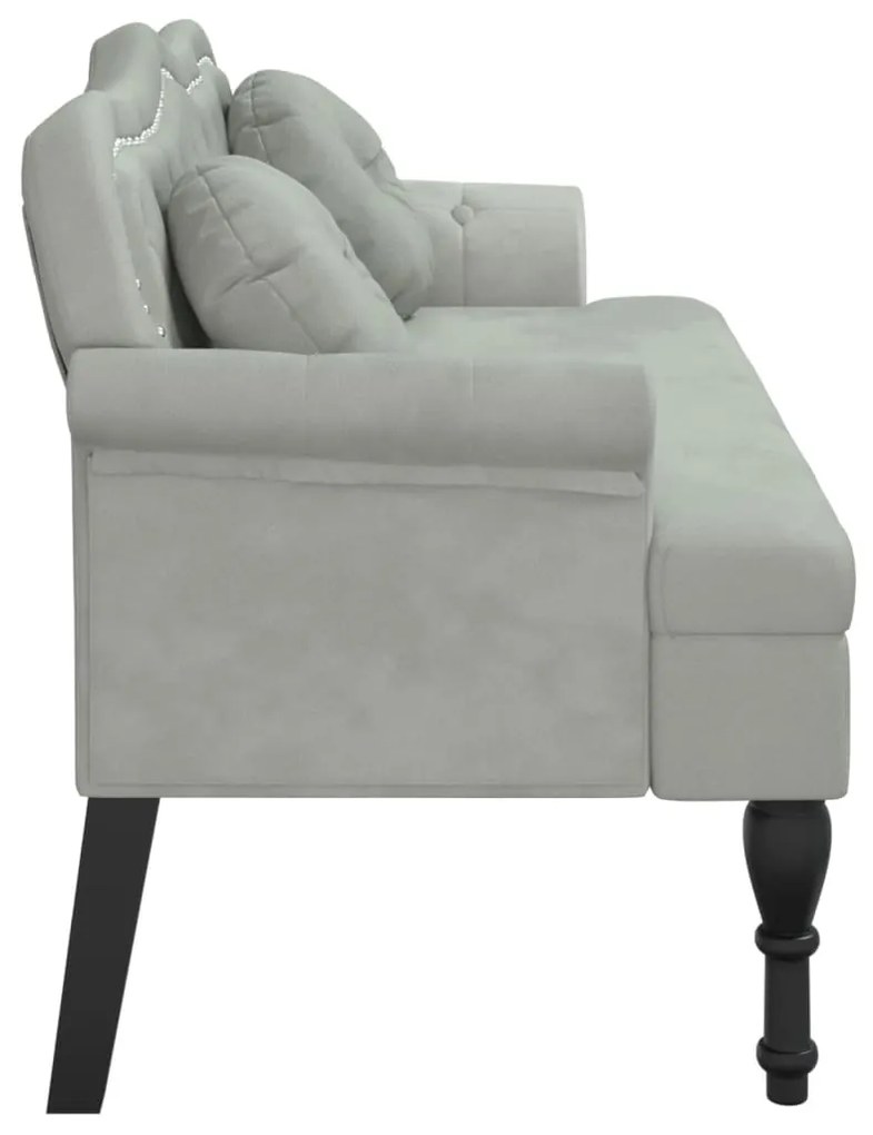Banco com almofadões 120,5x65x75 cm veludo cinzento-claro