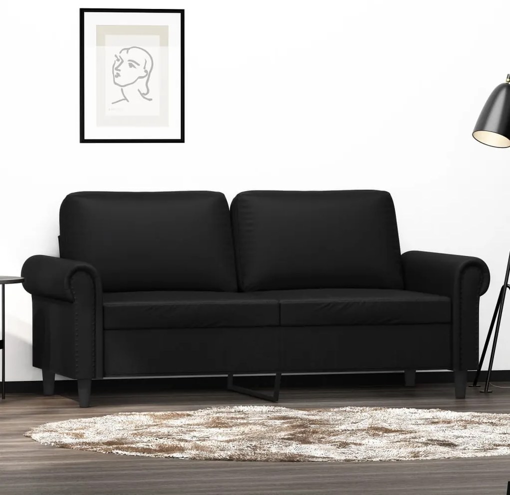 vidaXL Sofá de 2 lugares 140 cm couro artificial preto