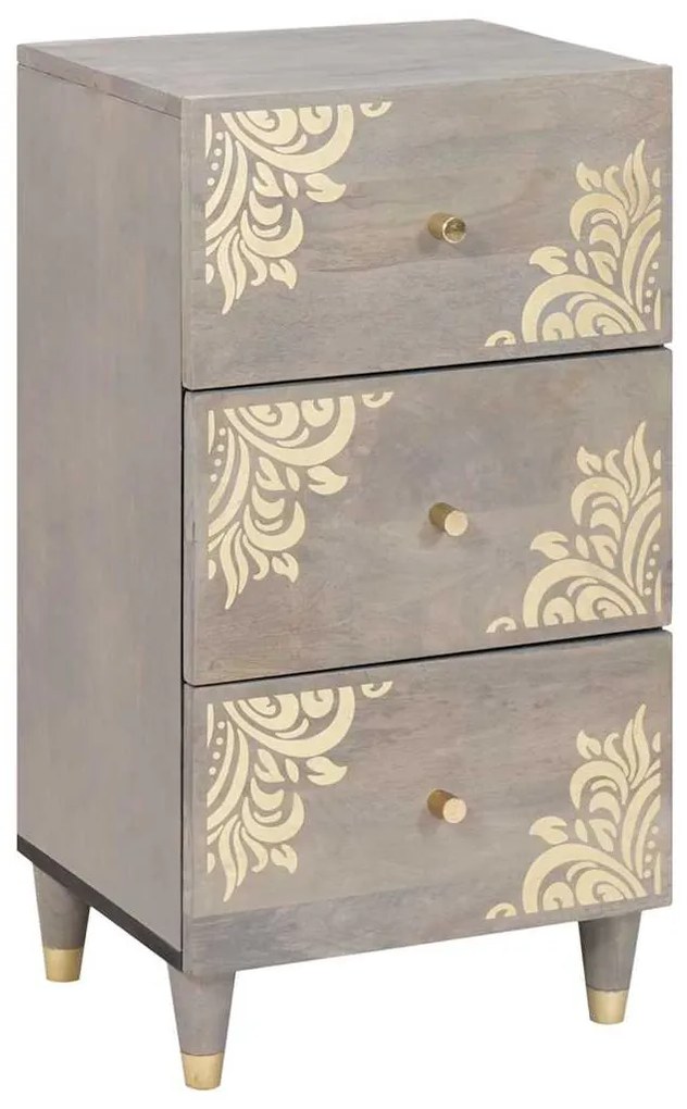 vidaXL Buffet Cinza e Ouro 40 x 33 x 75 cm Madeira de manga maciça