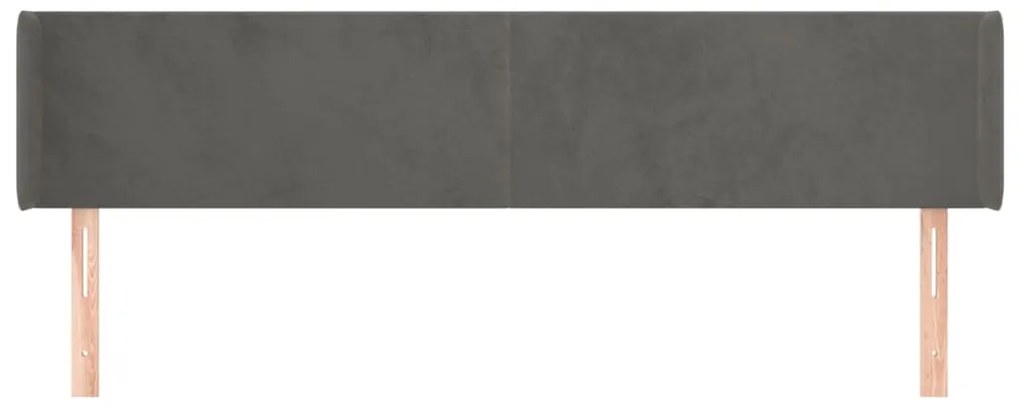 Cabeceira de cama c/ abas veludo 203x16x78/88cm cinzento-escuro