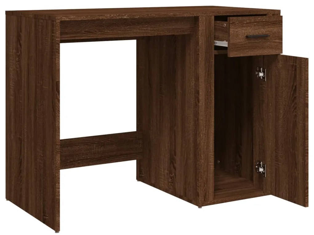 Secretária 100x49x75 cm derivados madeira cor carvalho castanho