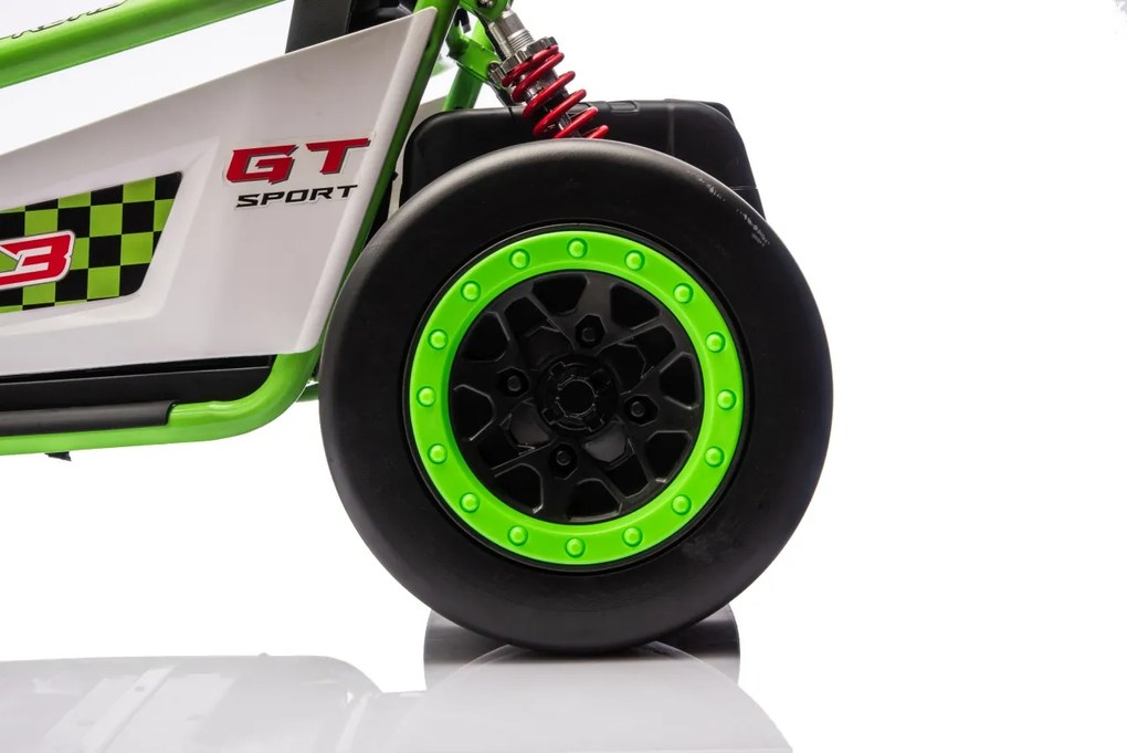 Kart elétrico para Crianças 24 V TORNADO Gokart Função Drift, Rodas espuma plástica EVA, assento couro ecológico Verde