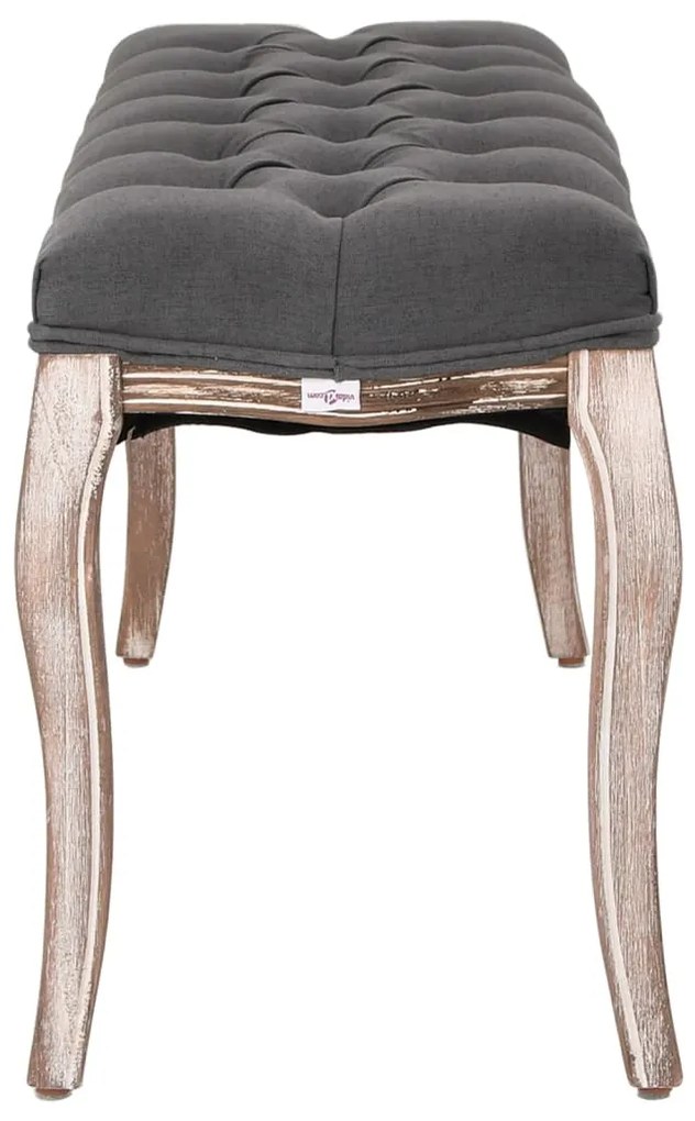 Banco em linho e madeira maciça 110x38x48 cm cinzento-escuro