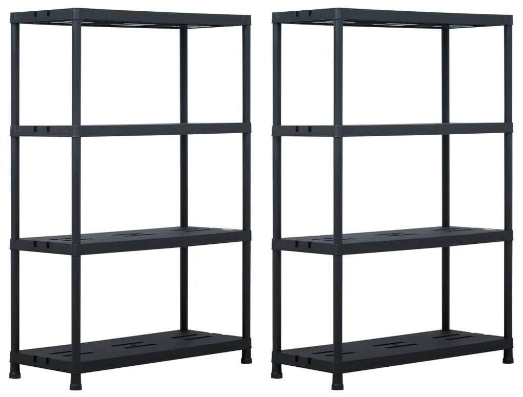 vidaXL Estantes de arrumação 2 pcs preto 220 Kg 90x40x138 cm plástico