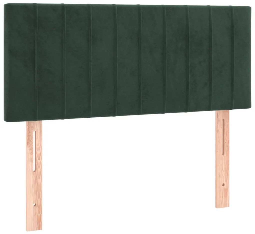 Cama boxspring com colchão 120x200 cm veludo verde-escuro