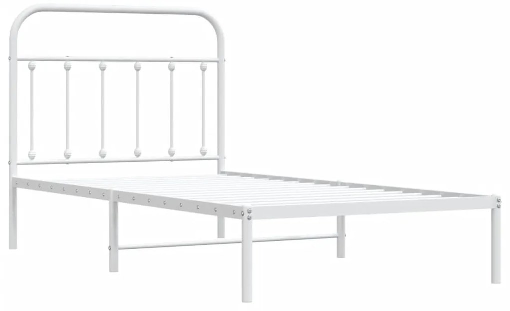 Estrutura de cama com cabeceira 100x190 cm metal branco