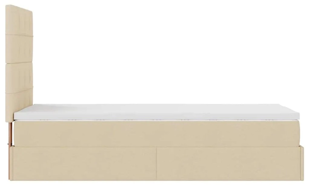 Cama otomana com colchão 100x200 cm tecido creme