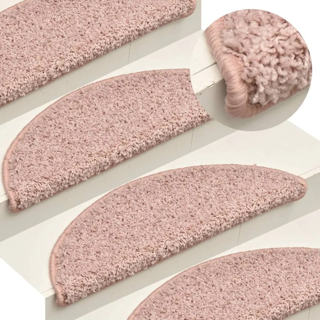 322377 vidaXL Tapete/carpete para degraus 15 pcs 65x21x4 cm rosa claro