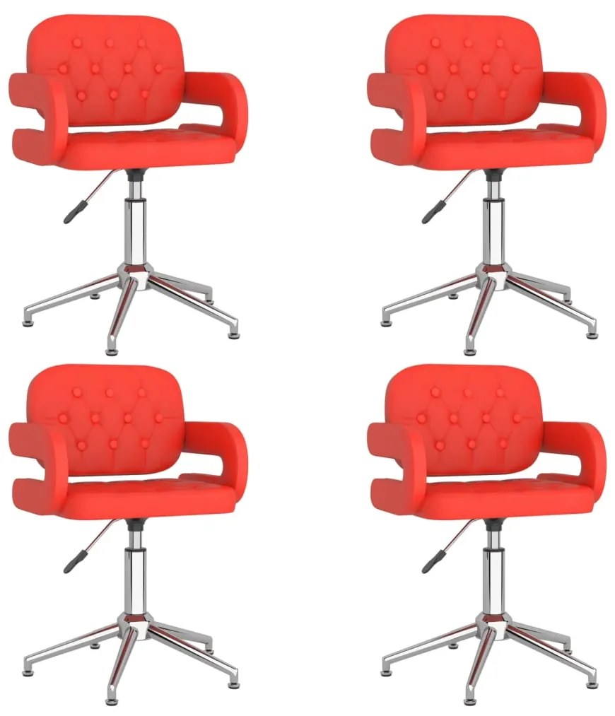 vidaXL Cadeiras jantar giratórias 4pcs couro art. vermelho