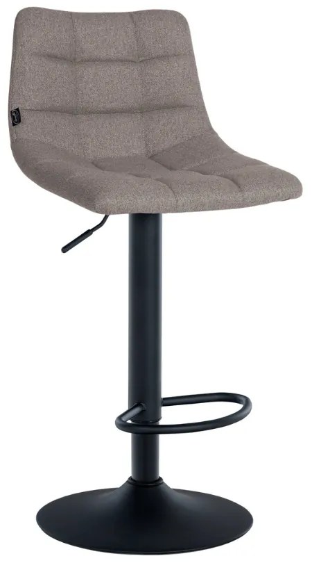 Banco de bar Jerry em tecido com estrutura preta 87-108,5 x 43 x 46,5 cm Cinzento