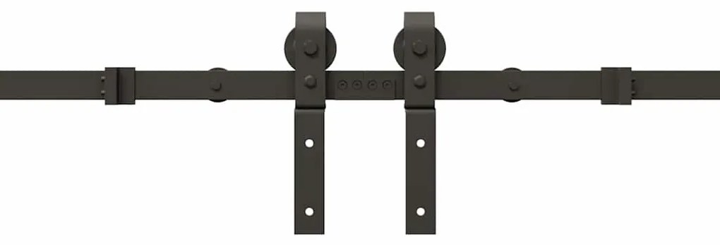 Kit de ferragens para porta deslizante 366 cm aço preto