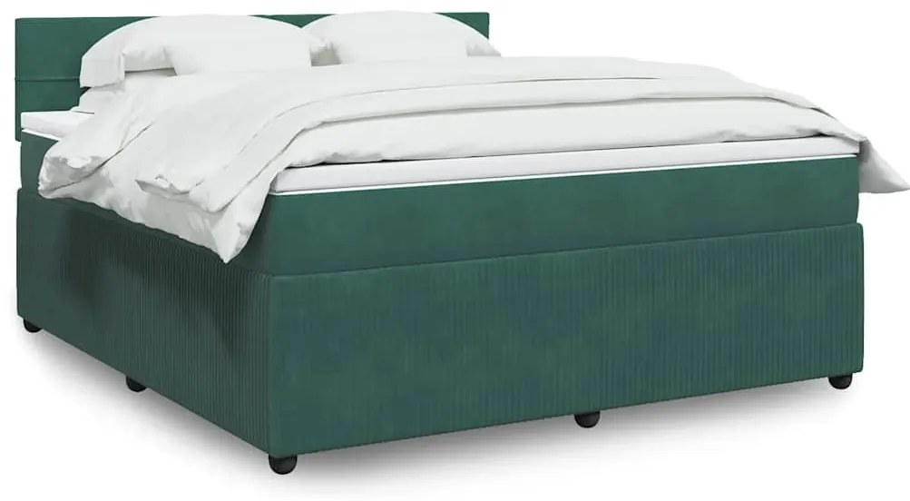 vidaXL Cama com molas/colchão 180x200 cm veludo verde-escuro