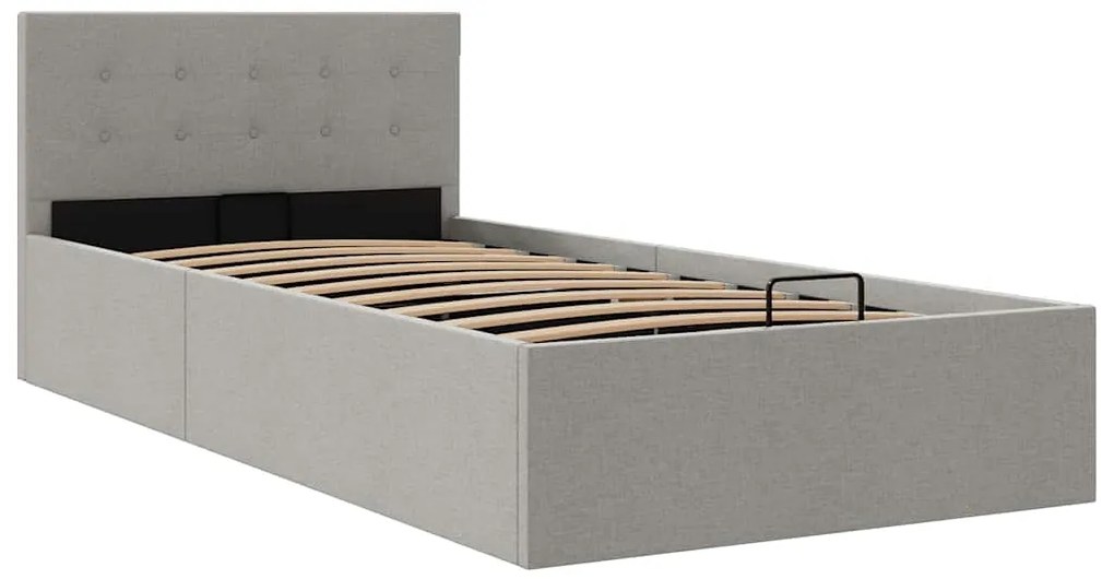Cama hidráulica arrumação 90x200cm tecido cinza-claro