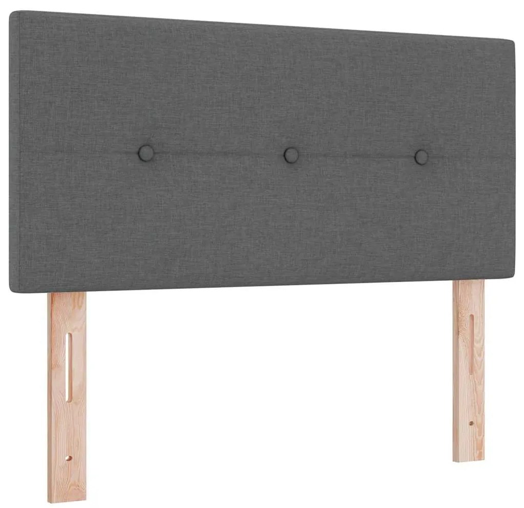 Cama Box Spring com Colchão &amp; LED Cinza Escuro 90x190 cm Tecido