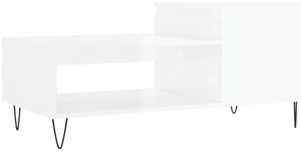 Mesa de centro 100x50x45 cm derivados madeira branco brilhante