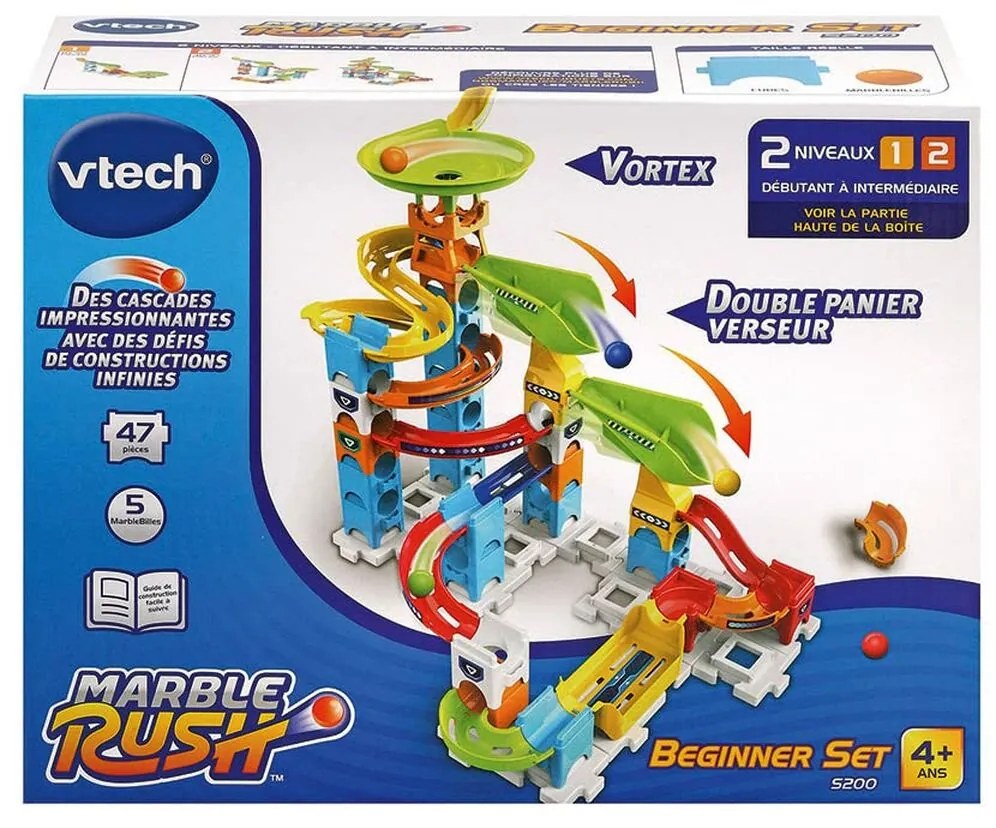 Conjunto de Berlindes Vtech Marble Rush Marble Run - Beginner Set Circuito Pista com Rampas + 4 Anos 47 Peças
