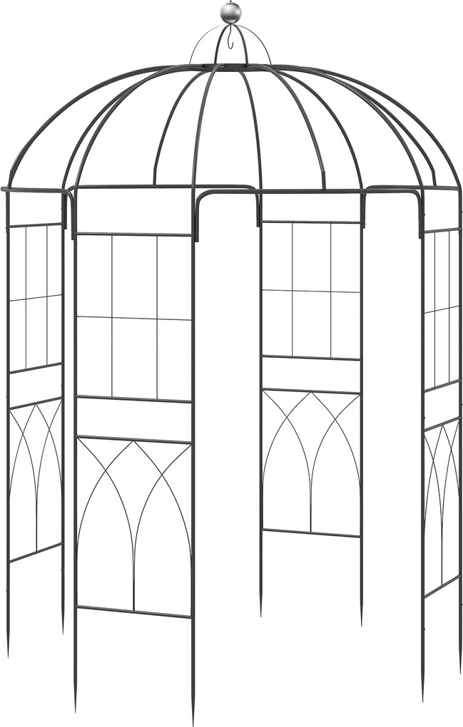 Arco de jardim metálico em forma de gaiola de pássaros 203 x 203 x 296 cm, com treliça e gancho para rosas trepadeiras, para pátio traseiro ou terraço
