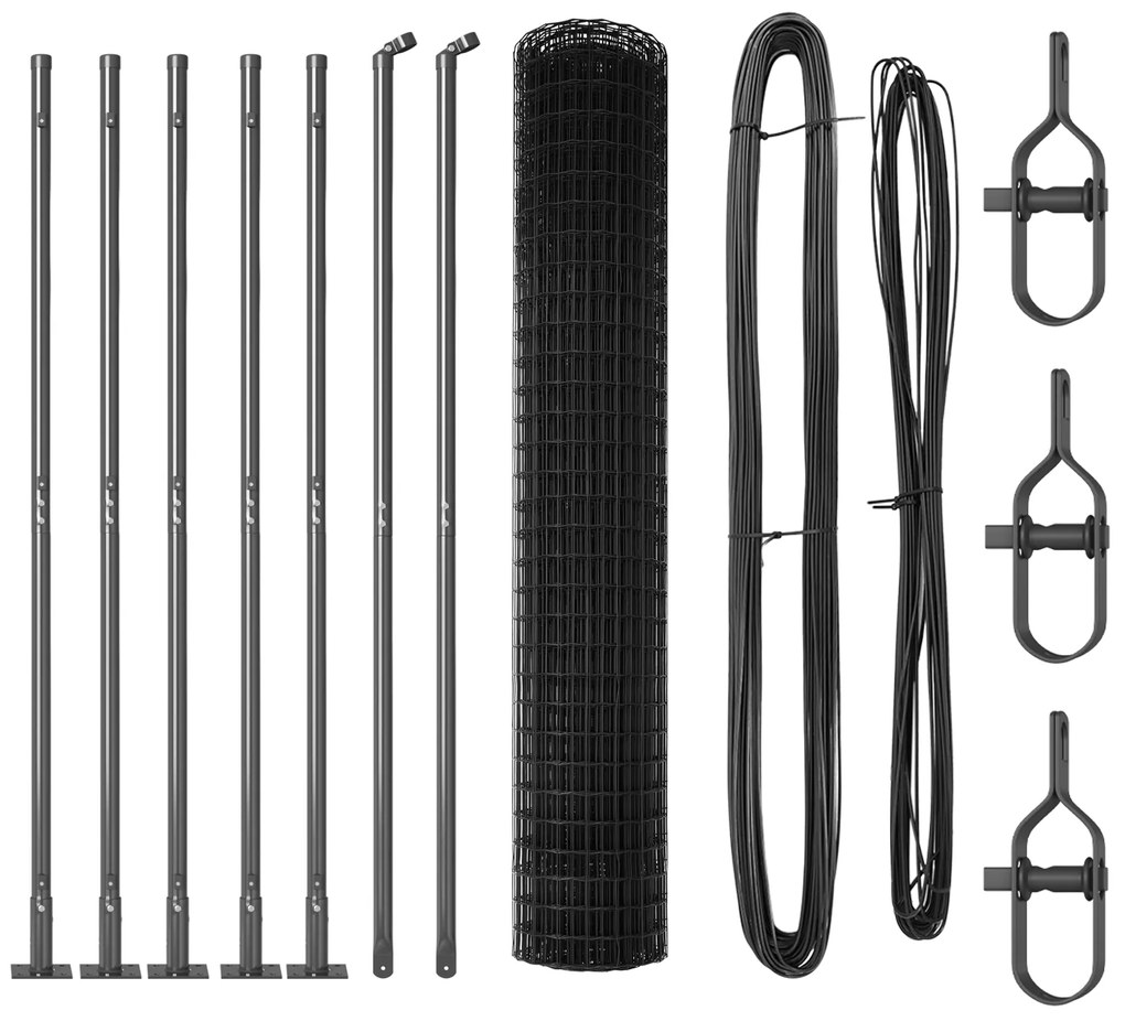Cerca Euro com 7 Posts Flangeados 1.6x10 m de Aço Galvanizado