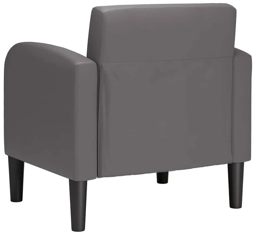 Poltrona com apoios de braços 54 cm couro artificial cinzento