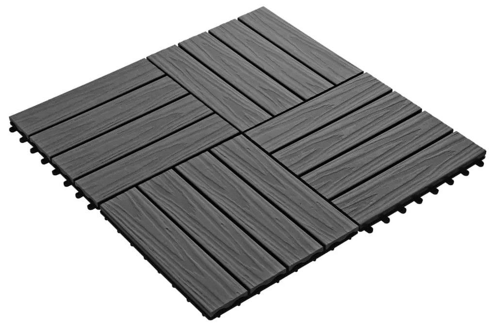 Ladrilho pavimento relevo profundo 11 pcs WPC 1m² preto