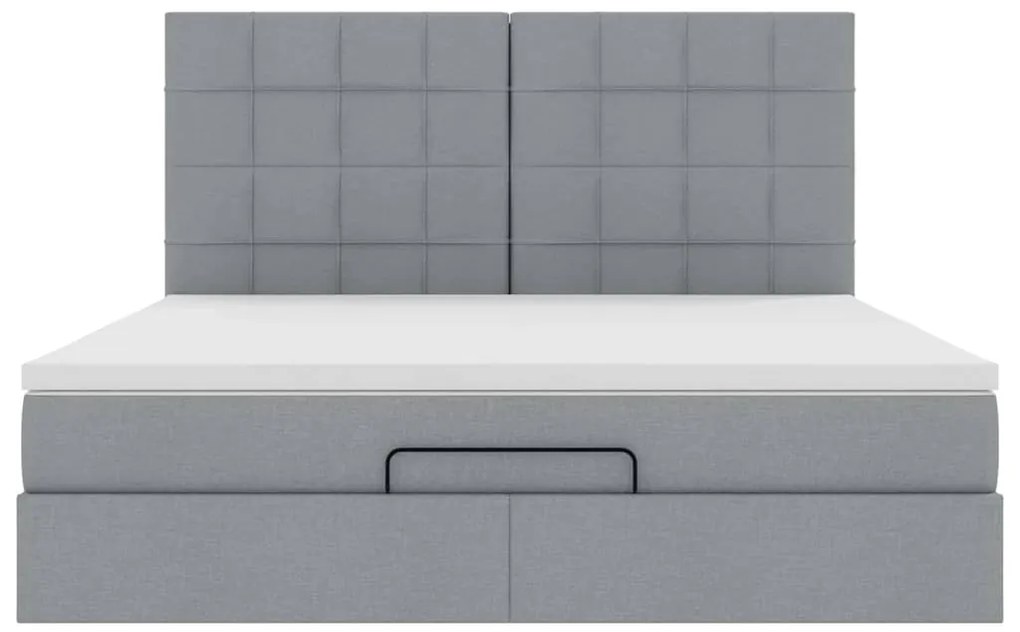 Estrutura cama otomana colchão 160x200 cm tecido cinzento claro