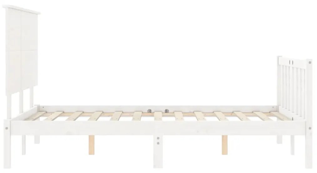 Estrutura de cama com cabeceira 140x190cm madeira maciça branco