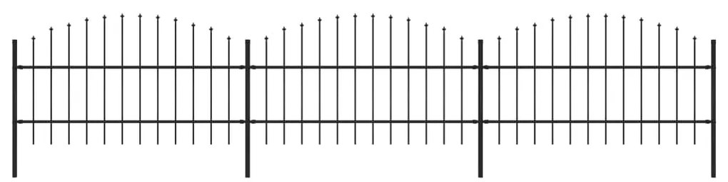 vidaXL Cerca de jardim com topo em lanças (0,75-1)x5,1 m aço preto