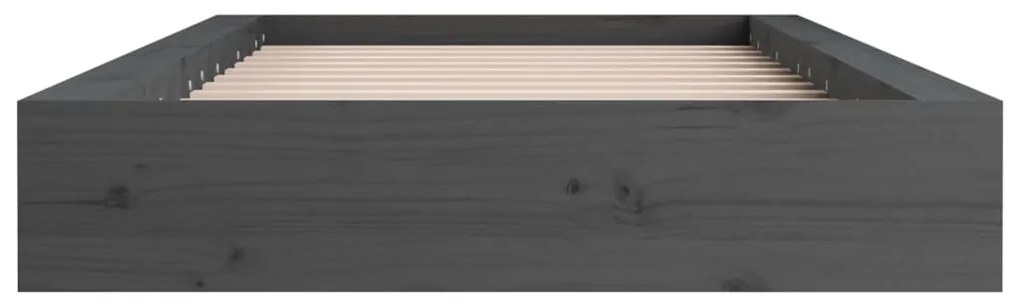 Estrutura de cama casal 135x190 cm madeira maciça cinzento