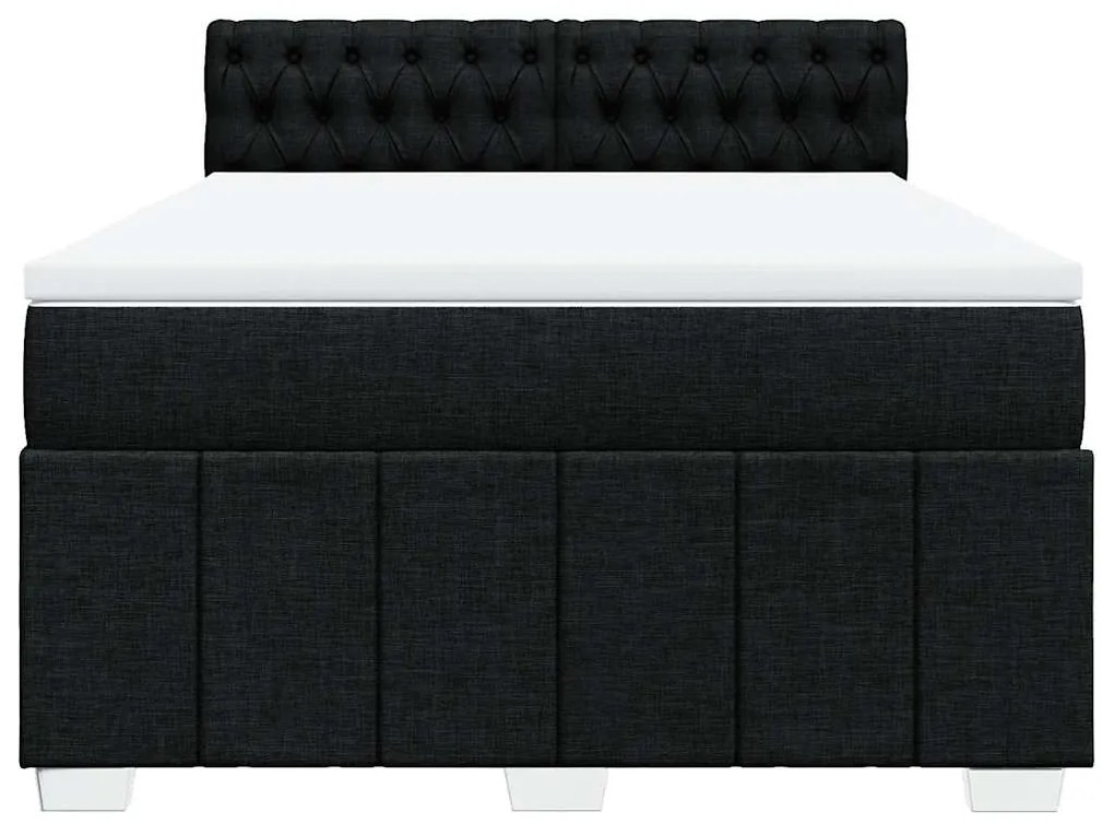 Cama com molas/colchão 140x190 cm tecido preto