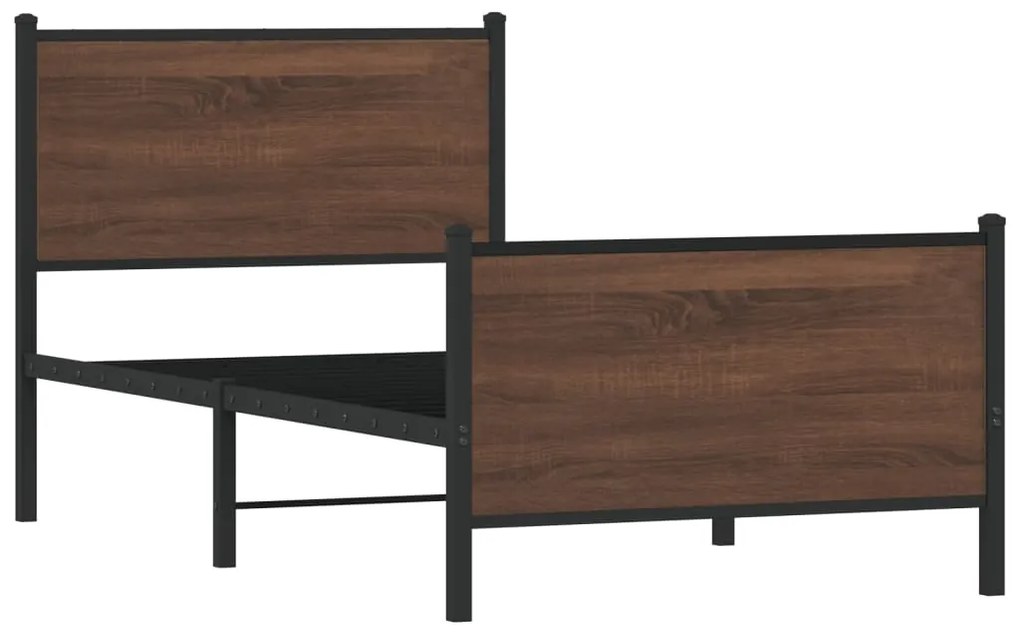 Estrutura de cama sem colchão 75x190 cm metal carvalho castanho